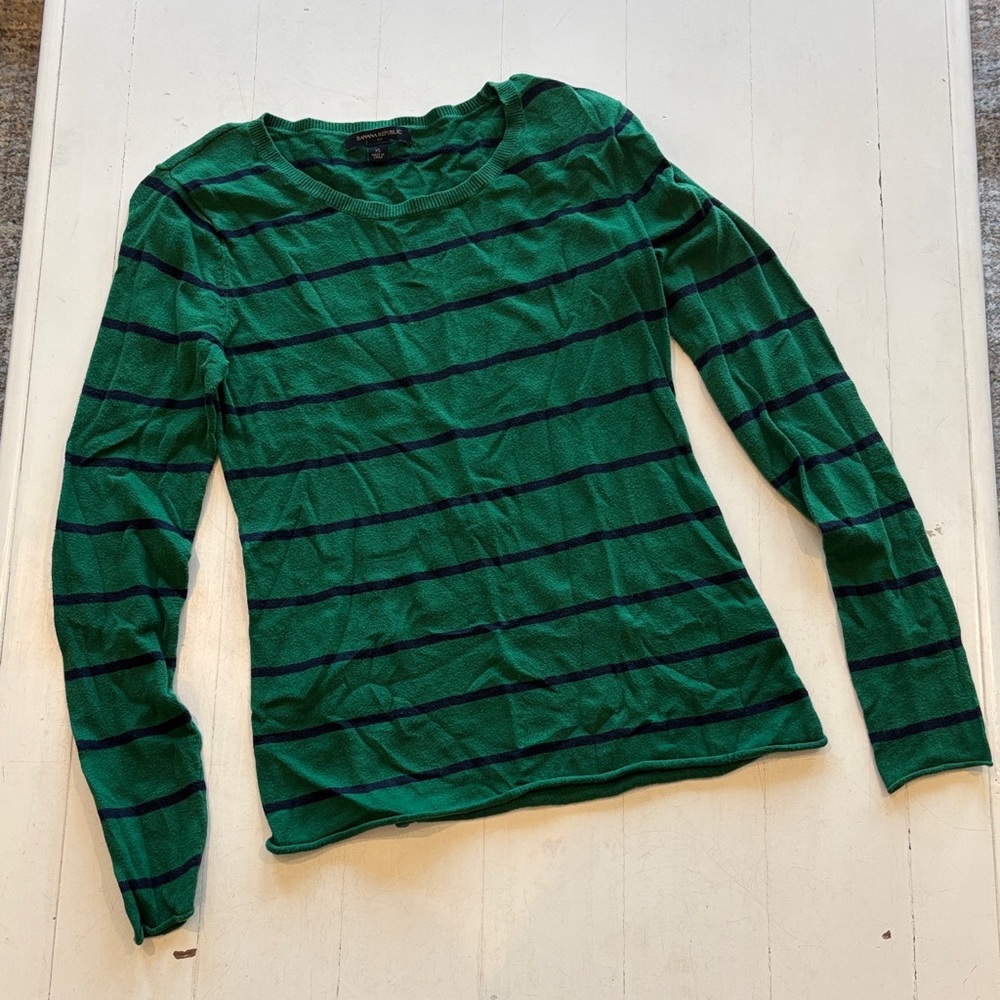 Banana Republic Green Sweater with Navy Stripe